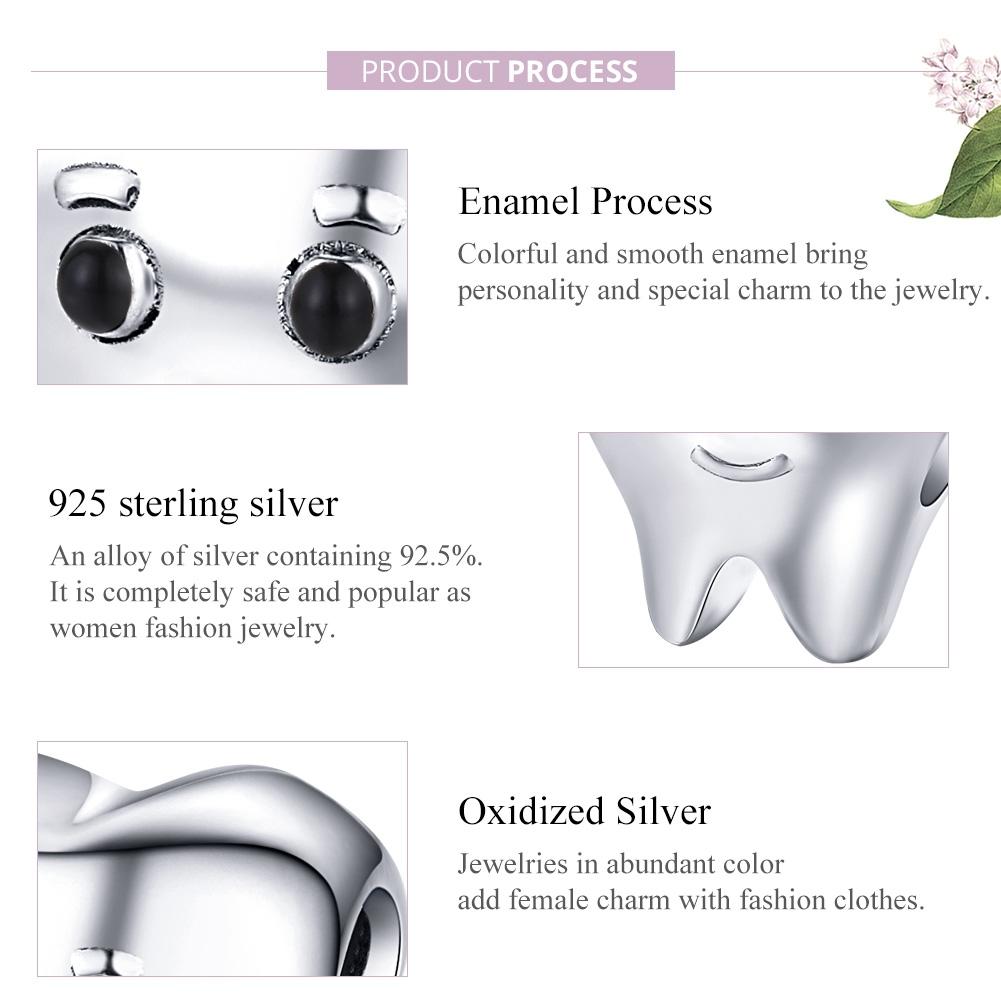 925 Sterling Silver Handmade Tooth Charm For Diy Beaded Accessories 5