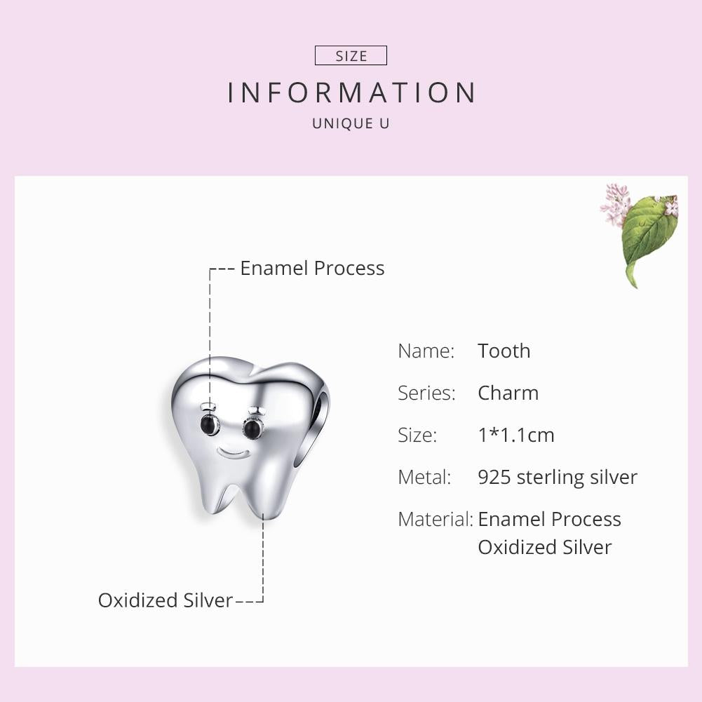 925 Sterling Silver Handmade Tooth Charm For Diy Beaded Accessories 6