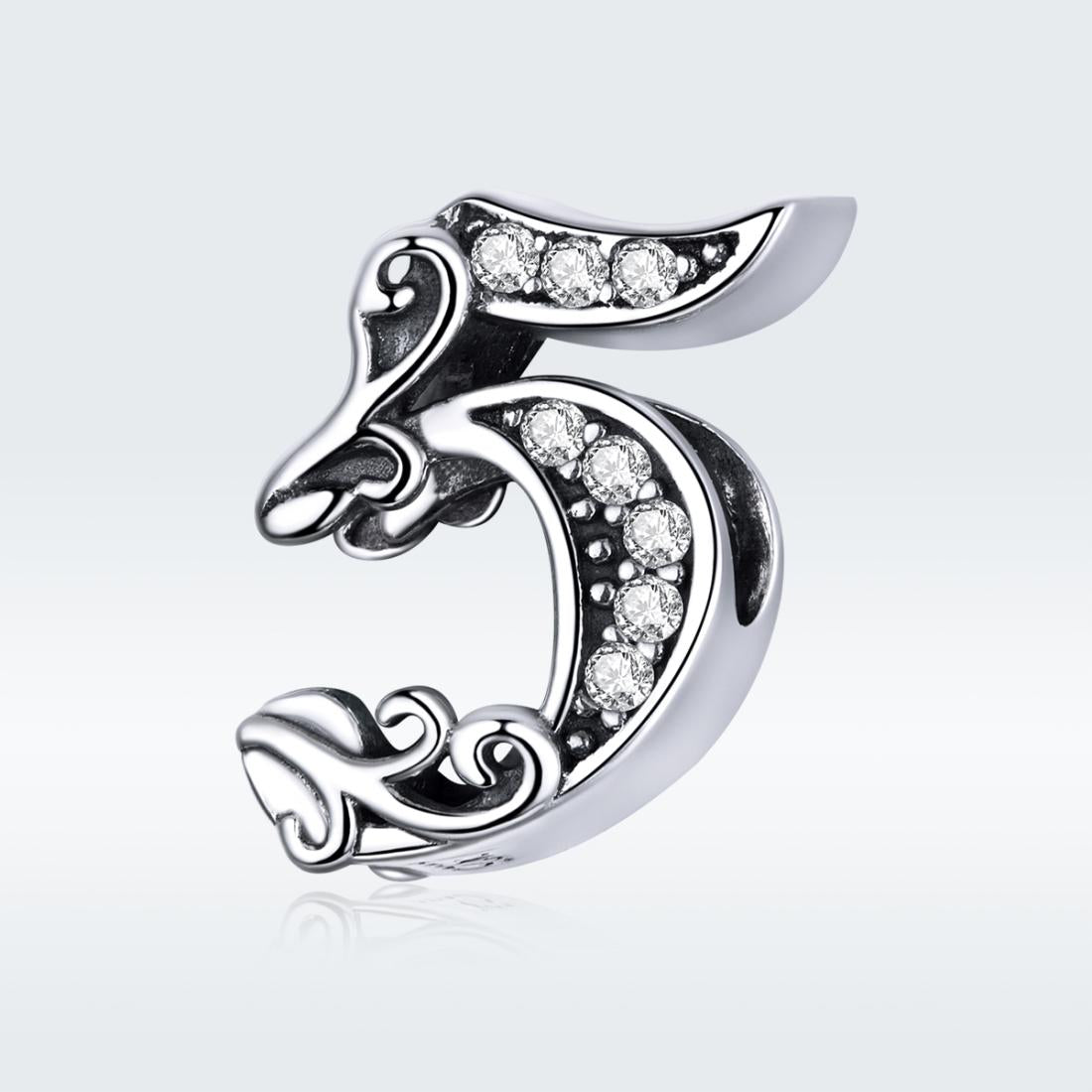 925 Sterling Silver Relief Number Series 0 9 Beads For Diy Bracelets And Necklaces Style - 5 3