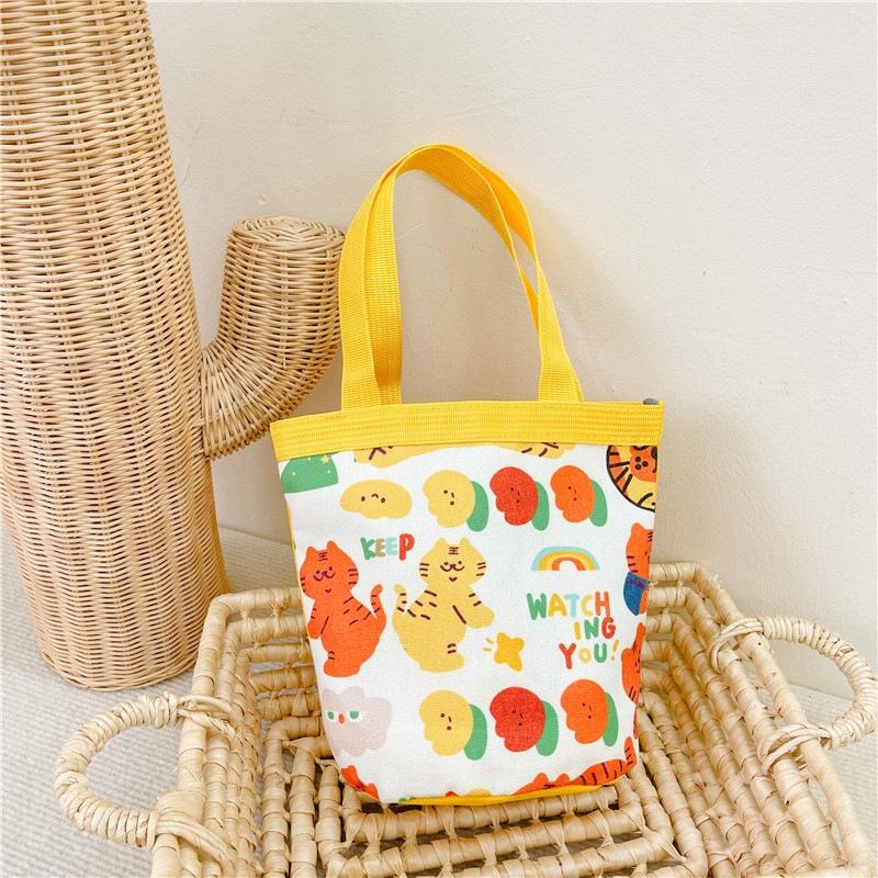 Cartoon Graffiti Bento Bag - Cute Canvas Handbag - Model 2 Yellow