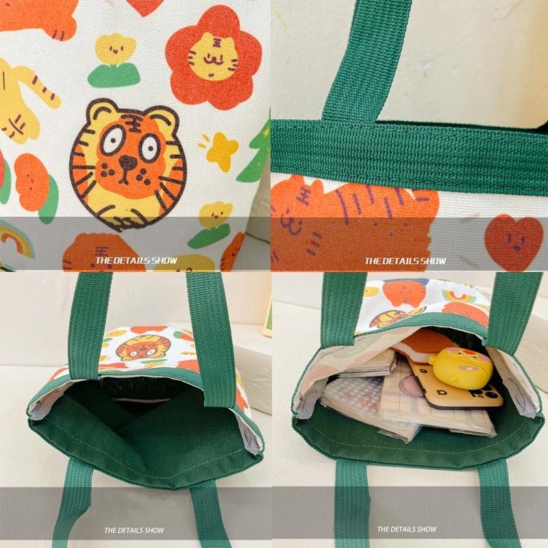Cartoon Graffiti Bento Bag - Cute Canvas Handbag - Model 2 Yellow 6