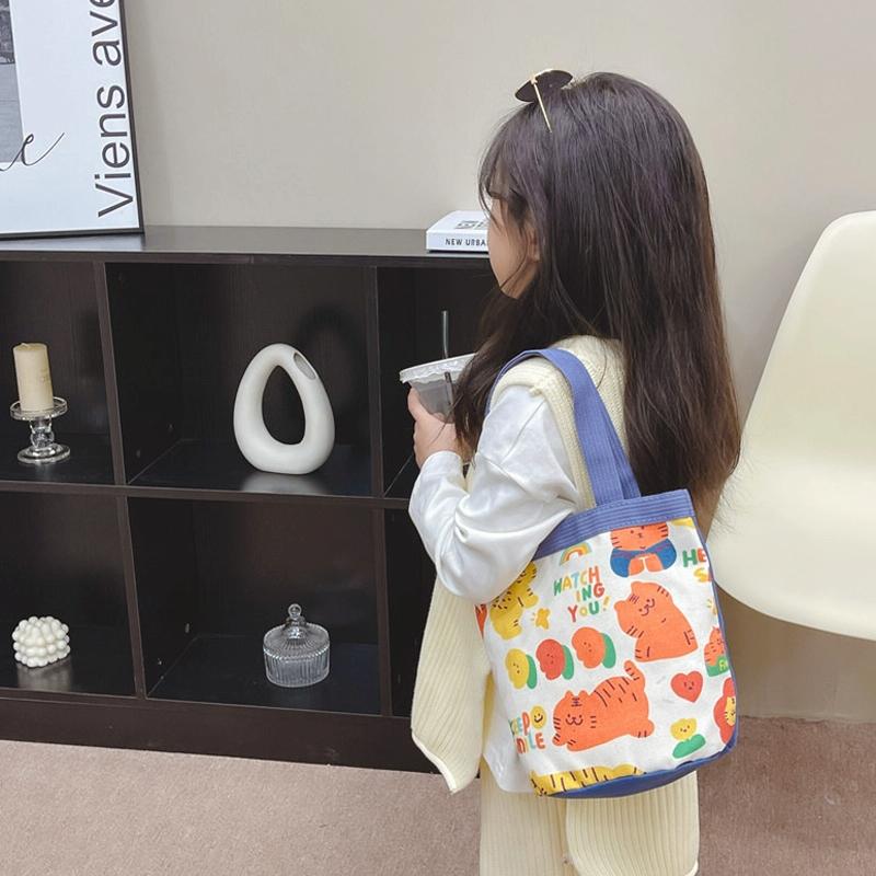 Cartoon Graffiti Bento Bag - Cute Canvas Handbag - Model 2 Yellow 8