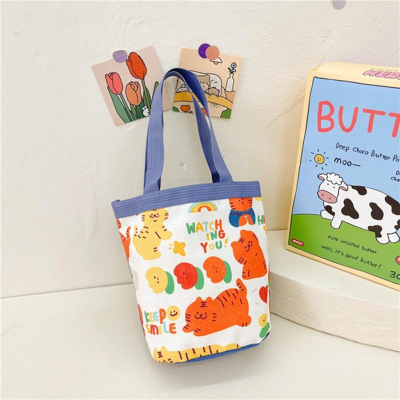 Cartoon Graffiti Bento Bag - Cute Canvas Handbag - Model 2 Yellow 13
