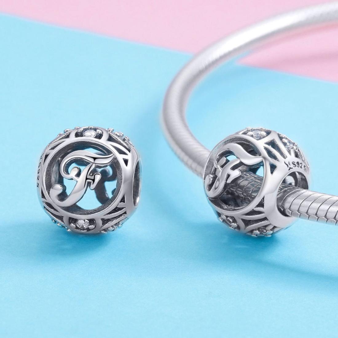 925 Sterling Silver 26 English Letter Beads For Diy Bracelets & Necklaces Style - F 5