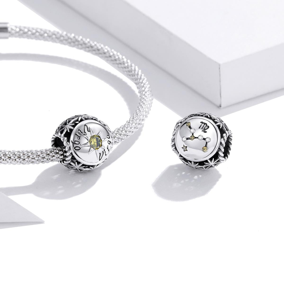 925 Sterling Silver Zodiac Zircon Bead Bracelet / Necklace Set Virgo Style - Virgo 5