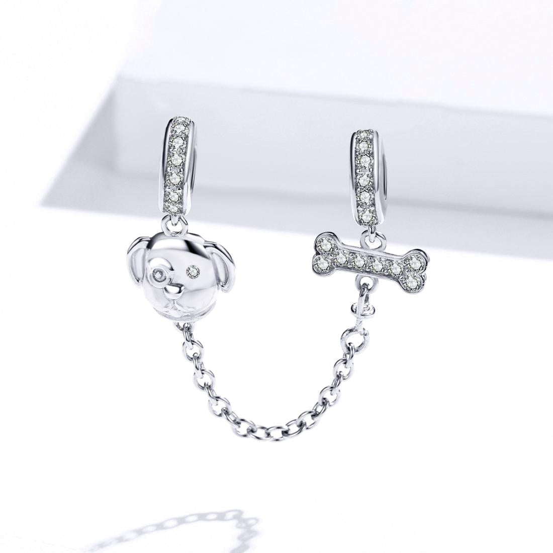 925 Sterling Silver Dog Beaded Safety Chain Bracelet 4