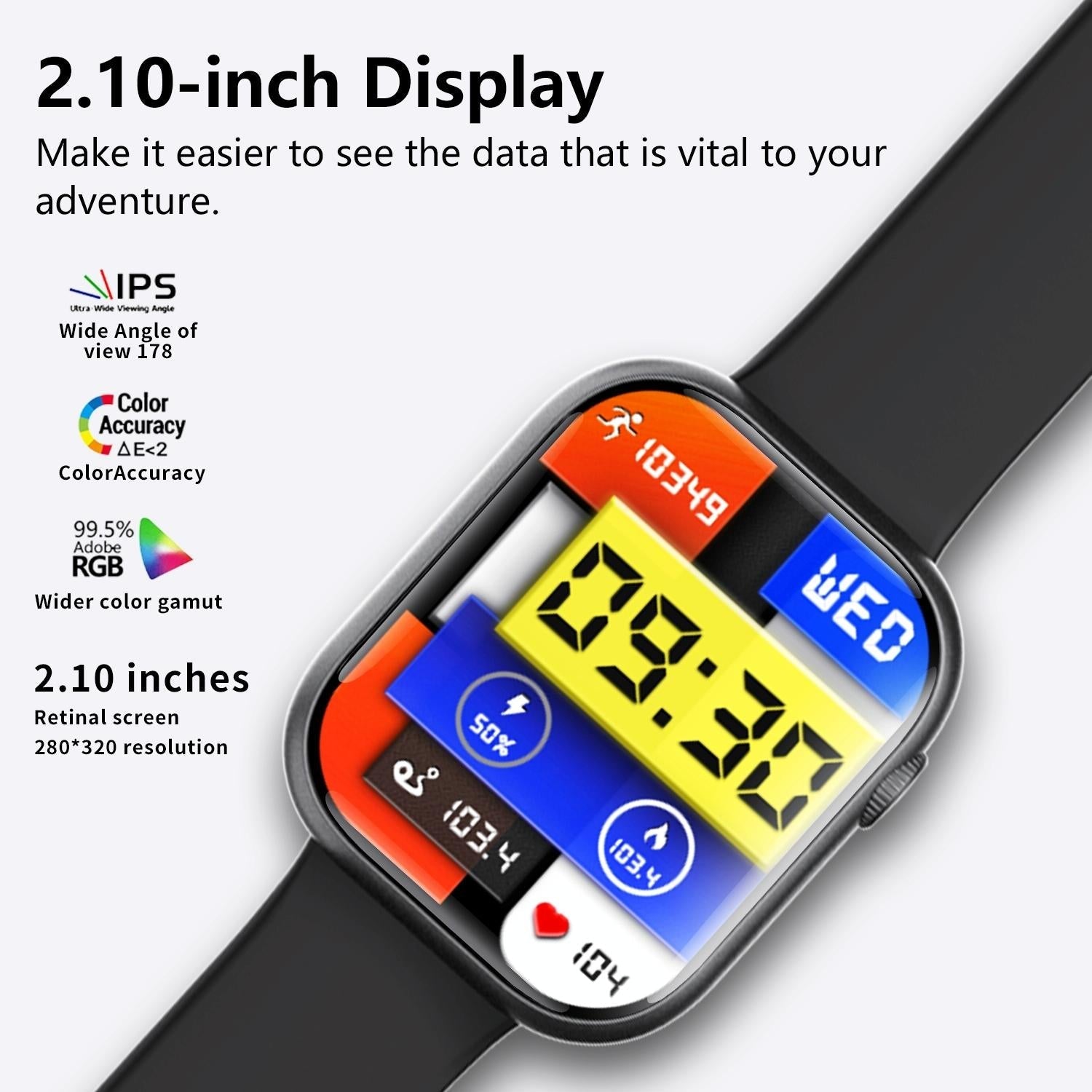 2.1 Inch Screen Smart Watch With Blood Sugar / Blood Oxygen Monitoring / Sos Alarm / 100+ Sports Modes - Black 3-Bead Steel - Black Leather 8