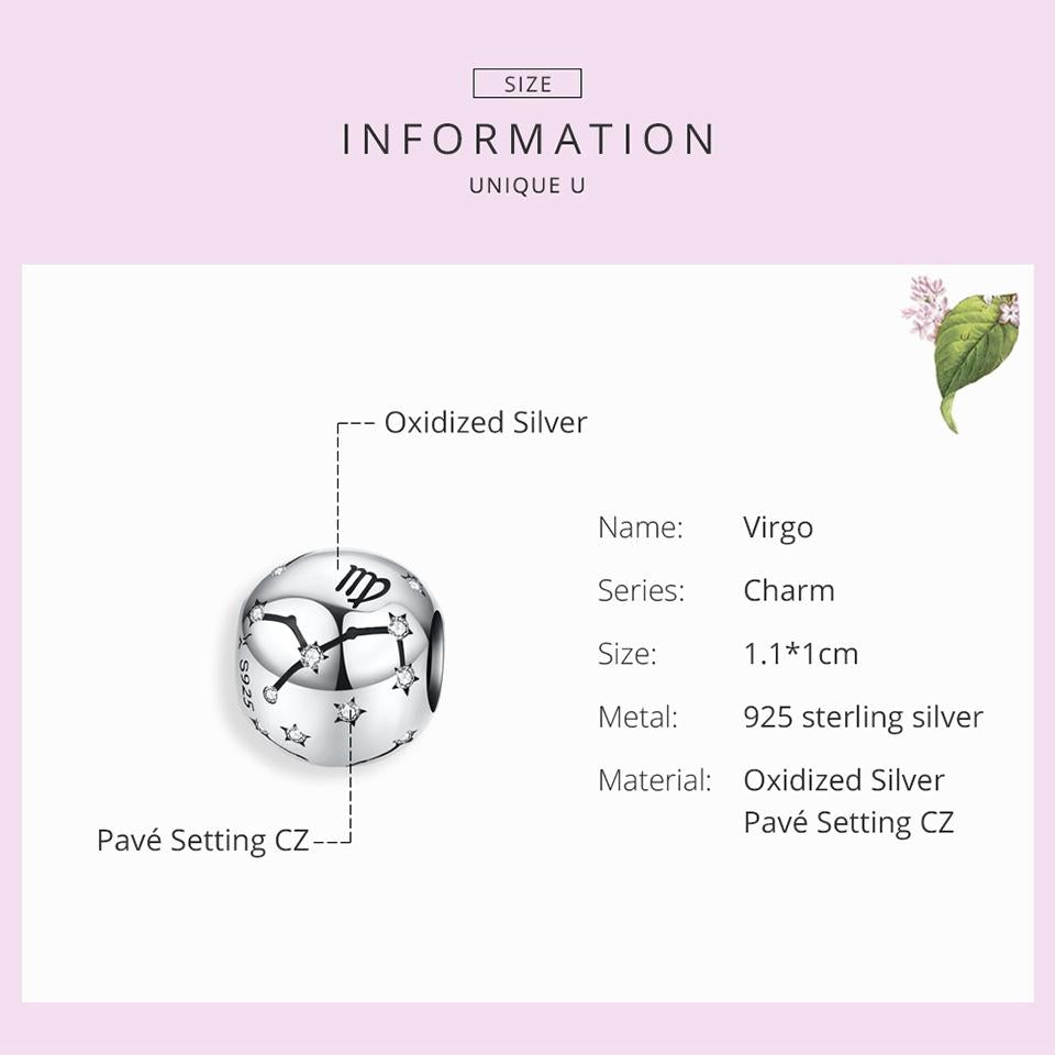 925 Sterling Silver Diy Zodiac Bracelet Beads Virgo Style - Virgo 5