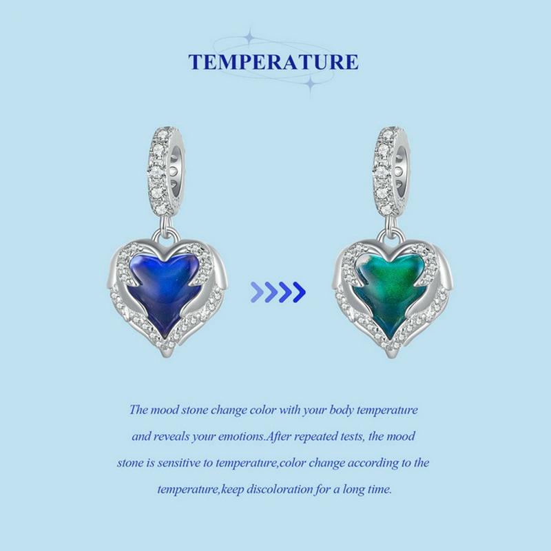 925 Sterling Silver Temperature Sensitive Heart Pendant For Jewelry 5