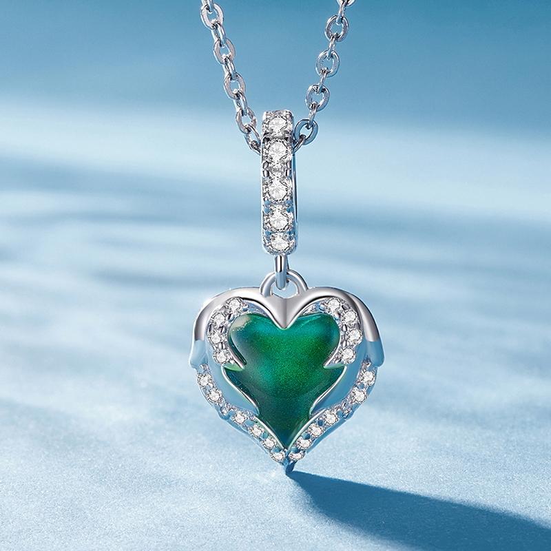 925 Sterling Silver Temperature Sensitive Heart Pendant For Jewelry 7