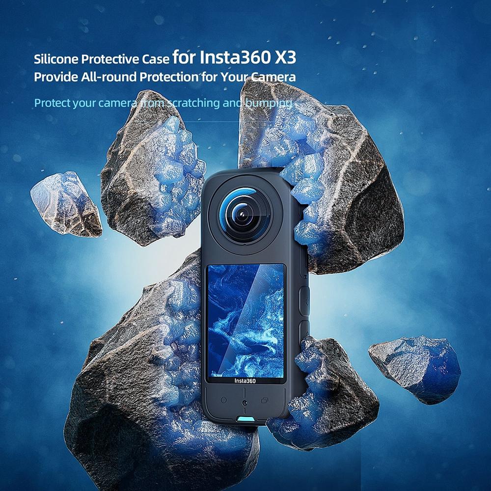 Amagisn Silicone Protective Cover for Insta360 X3 Body - Lens Case (Blue) 7