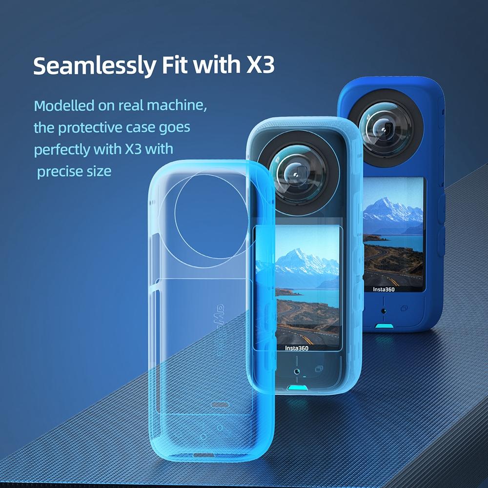 Amagisn Silicone Protective Cover for Insta360 X3 Body - Lens Case (Blue) 14