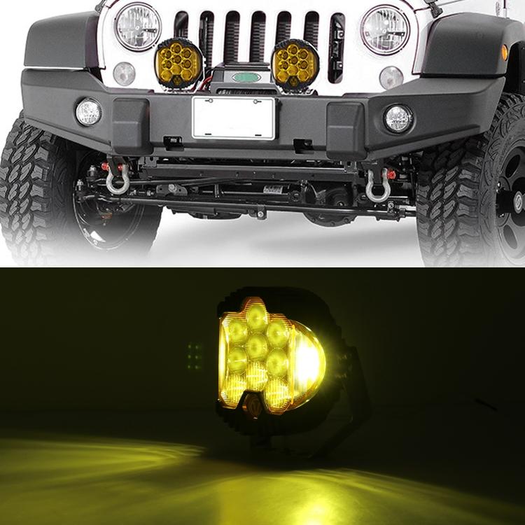 7 Inch Dc12V - 30V 8000Lm 6500K 90W Car Led Light On Three Sides Headlight For Jeep Wrangler Gold Light 7