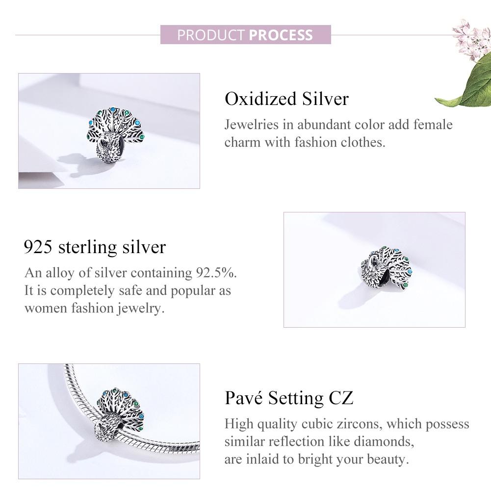 925 Sterling Silver Peacock Beaded Diy Bracelet 6