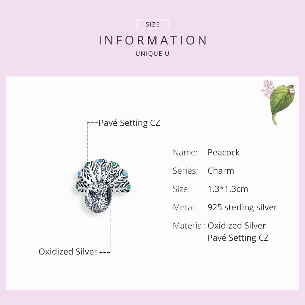 925 Sterling Silver Peacock Beaded Diy Bracelet 7