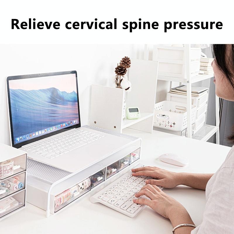 Desk Organizer Bracket for Elevated Computer Monitor - Wrought Iron - Deepen Dual Layer Split 5