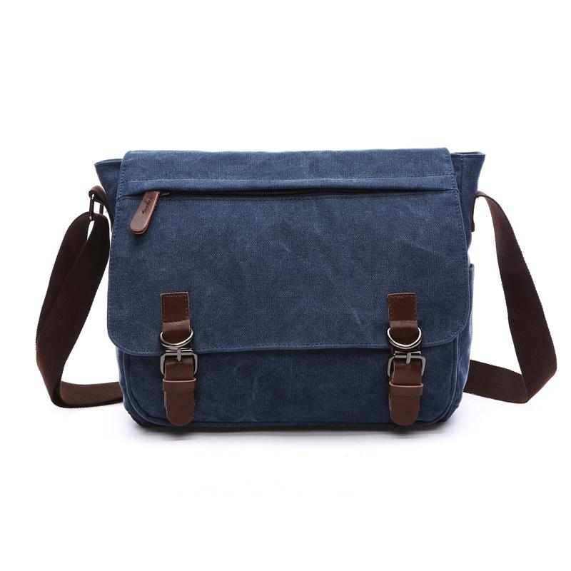 Dark Blue Canvas Shoulder Bag For Business And Tech