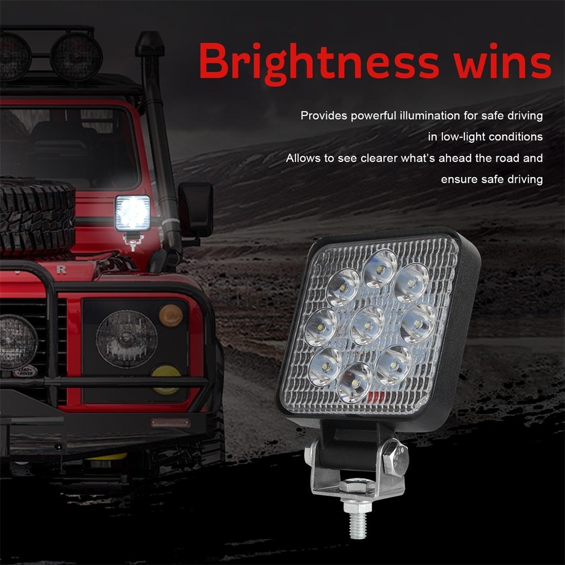 6.3W 10 - 30V Dc 6000K 3 Inch 9 Leds Square Offroad Truck Car Driving Light Work Light Spotlight Fog Light 9