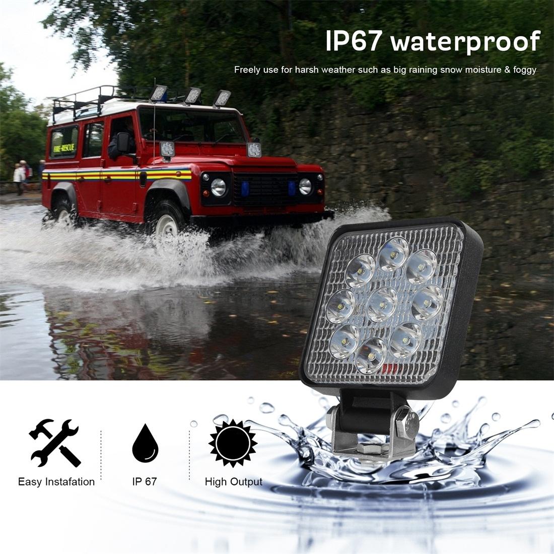 6.3W 10 - 30V Dc 6000K 3 Inch 9 Leds Square Offroad Truck Car Driving Light Work Light Spotlight Fog Light 10