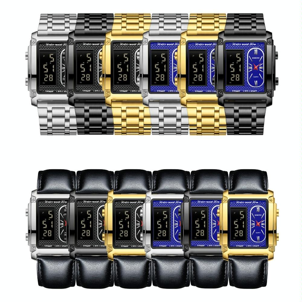 Waterproof Men Led Quartz Watch - Multifunctional Luminous - Metal-Blue 3