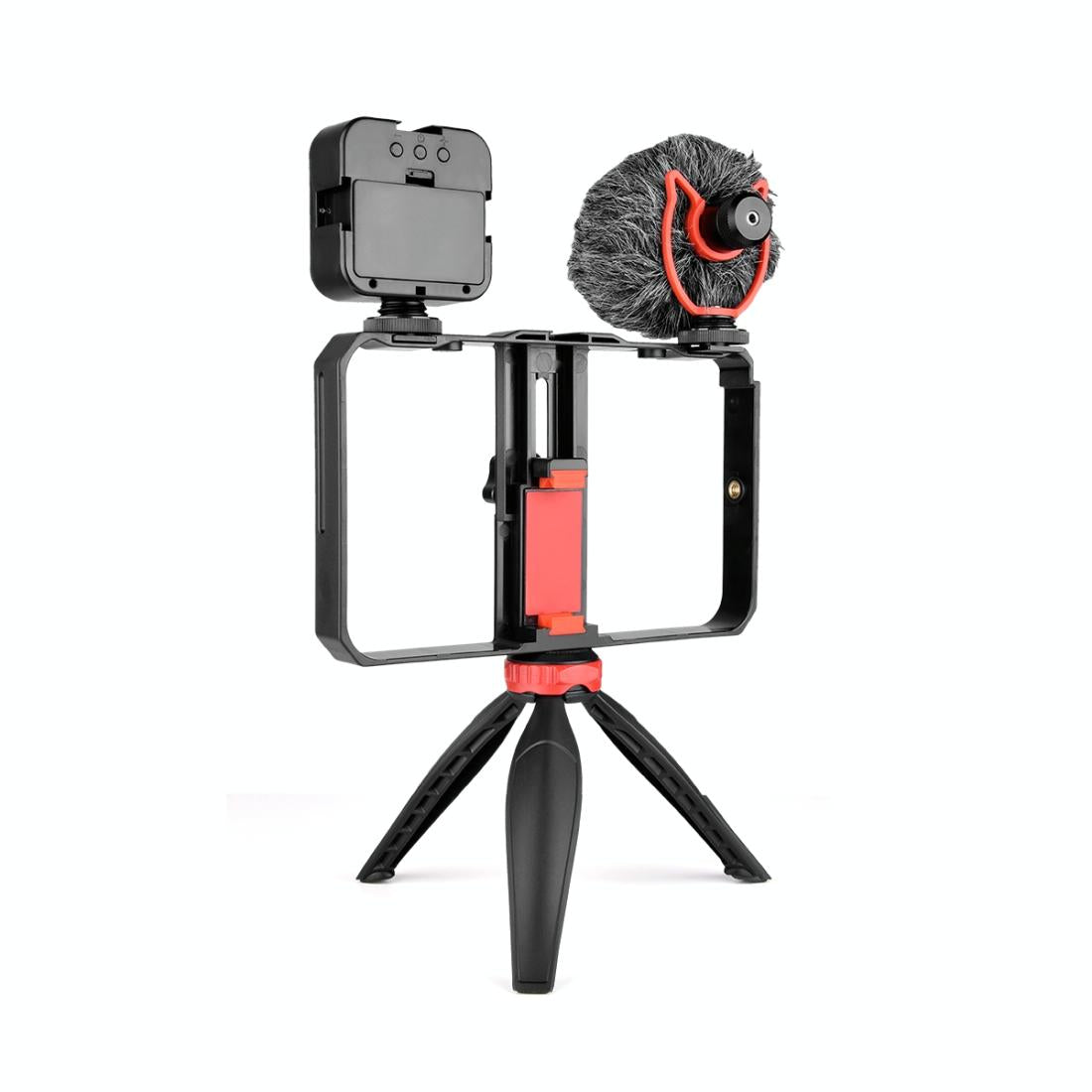 Vlogging Video Rig With Led Light Mic & Tripod 7