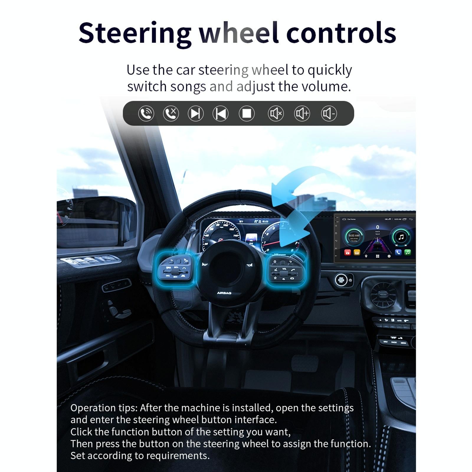 7 Inch Ips Car Android Player Gps Navigation Bluetooth Fm Wifi Steering Wheel Control 6