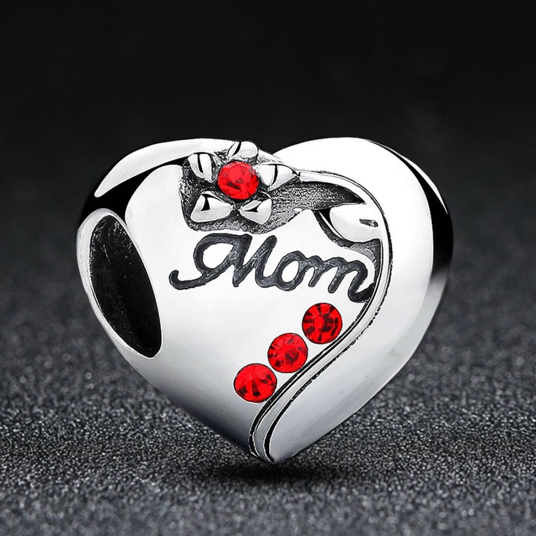 925 Sterling Silver Mom Heart Pendant For Diy Bracelet Or Necklace 3