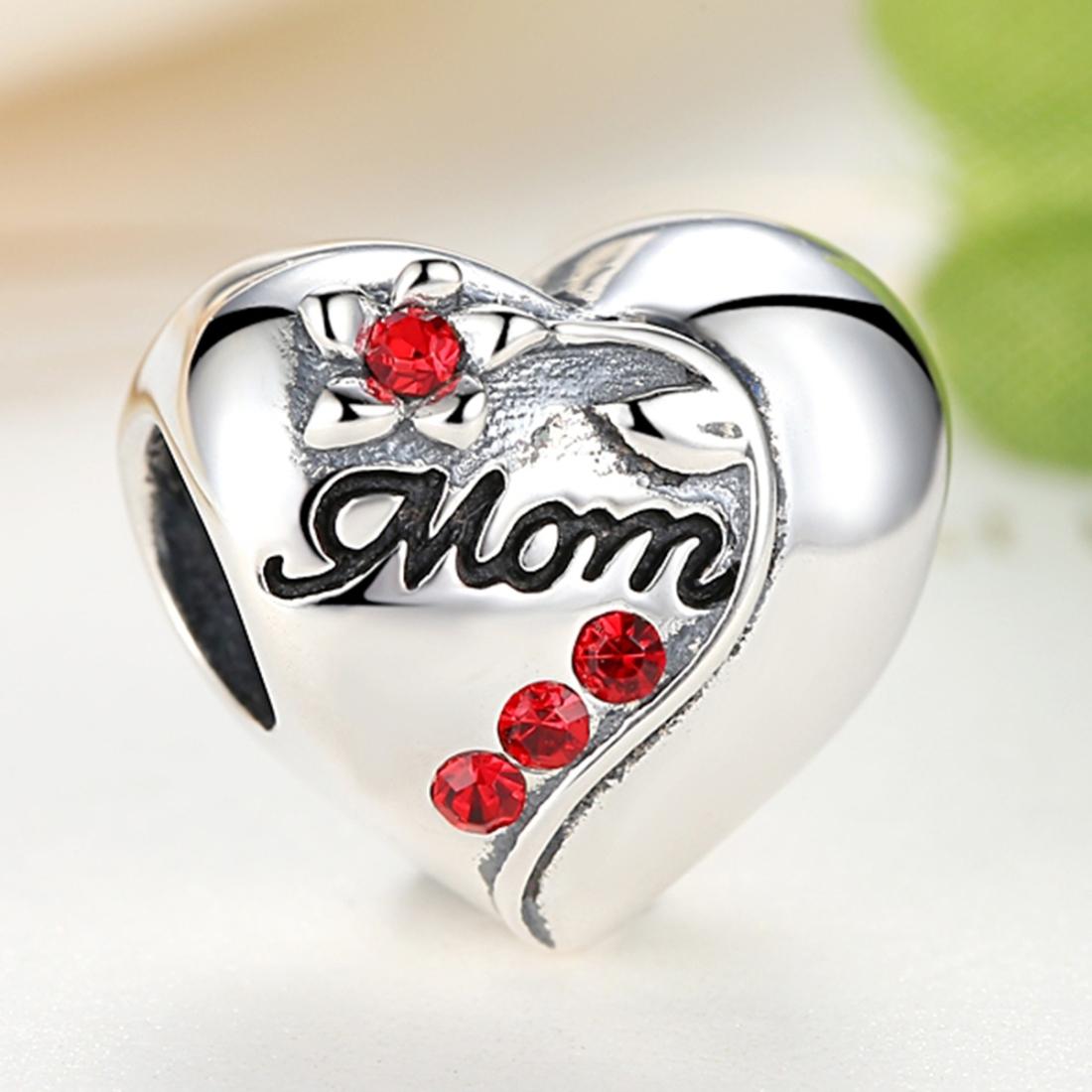 925 Sterling Silver Mom Heart Pendant For Diy Bracelet Or Necklace 4