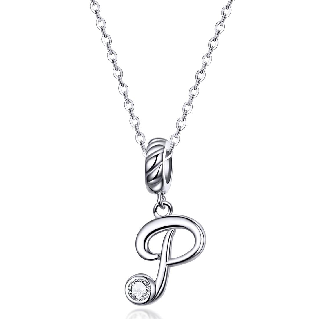 925 Sterling Silver Personalized Letter Pendant For Diy Bracelets & Necklaces Style - P 4