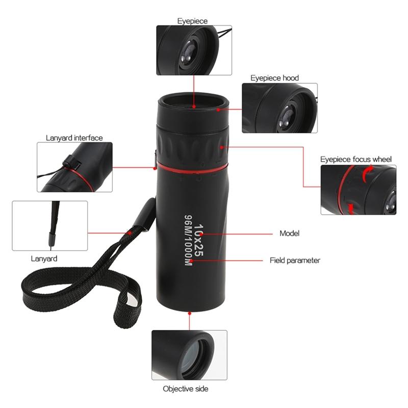 Portable High Definition Dual Focus Monocular Telescope - 10X25 - Professional 8