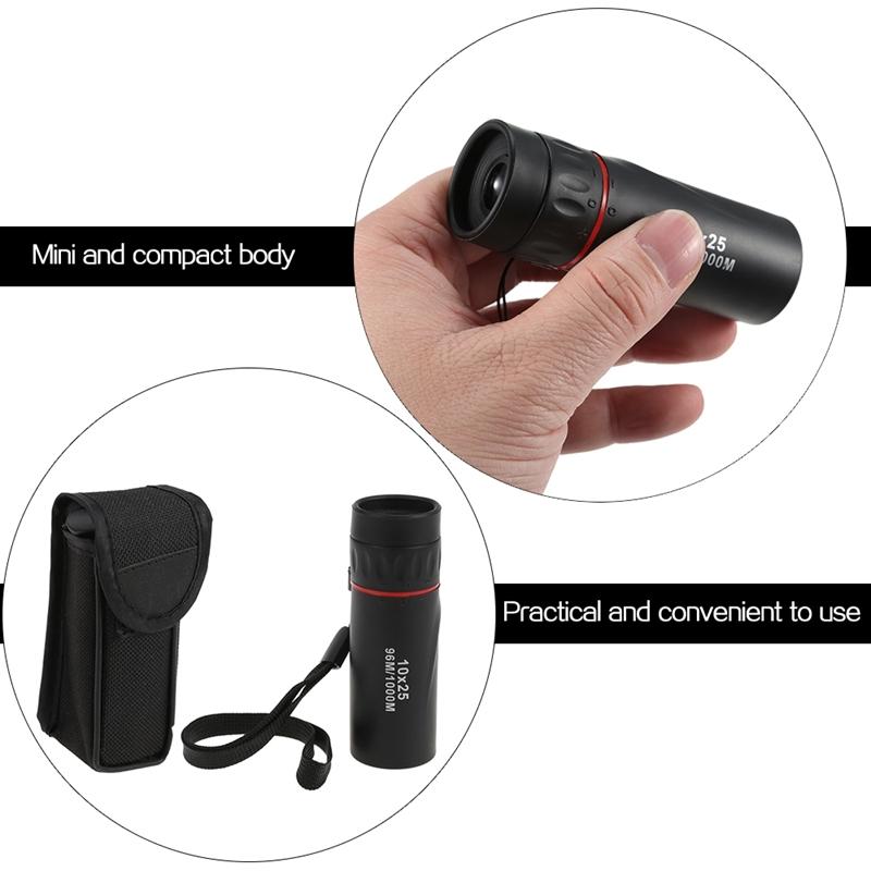 Portable High Definition Dual Focus Monocular Telescope - 10X25 - Professional 9