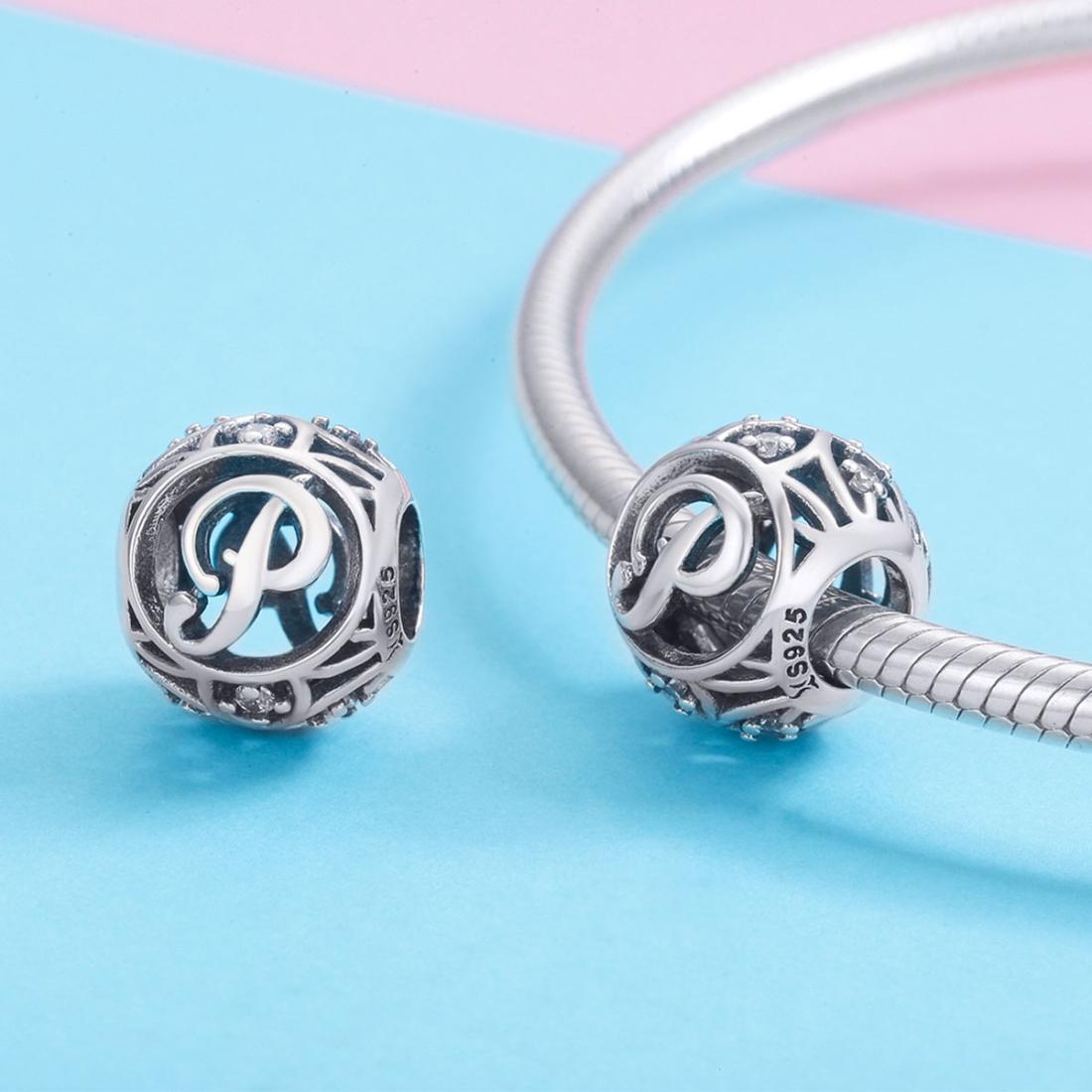 925 Sterling Silver 26 English Letter Beads For Diy Bracelets & Necklaces Style - P 5
