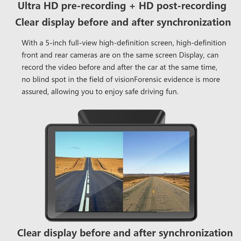 Hd Night Vision Car Front and Rear Dash Cam - 5 Screen 7