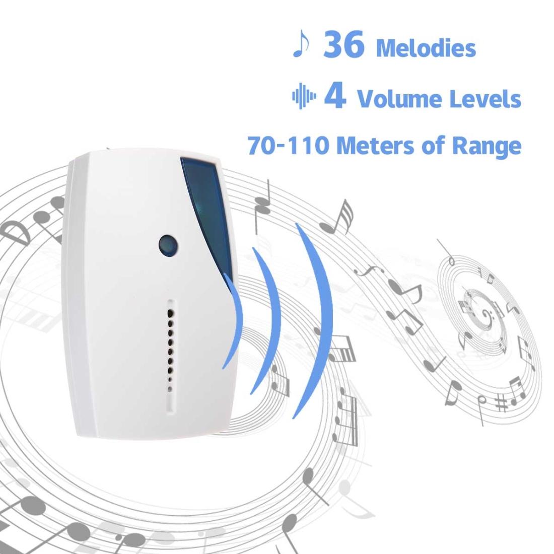 Wireless Waterproof Doorbell With 36 Chimes - Remote Control 3