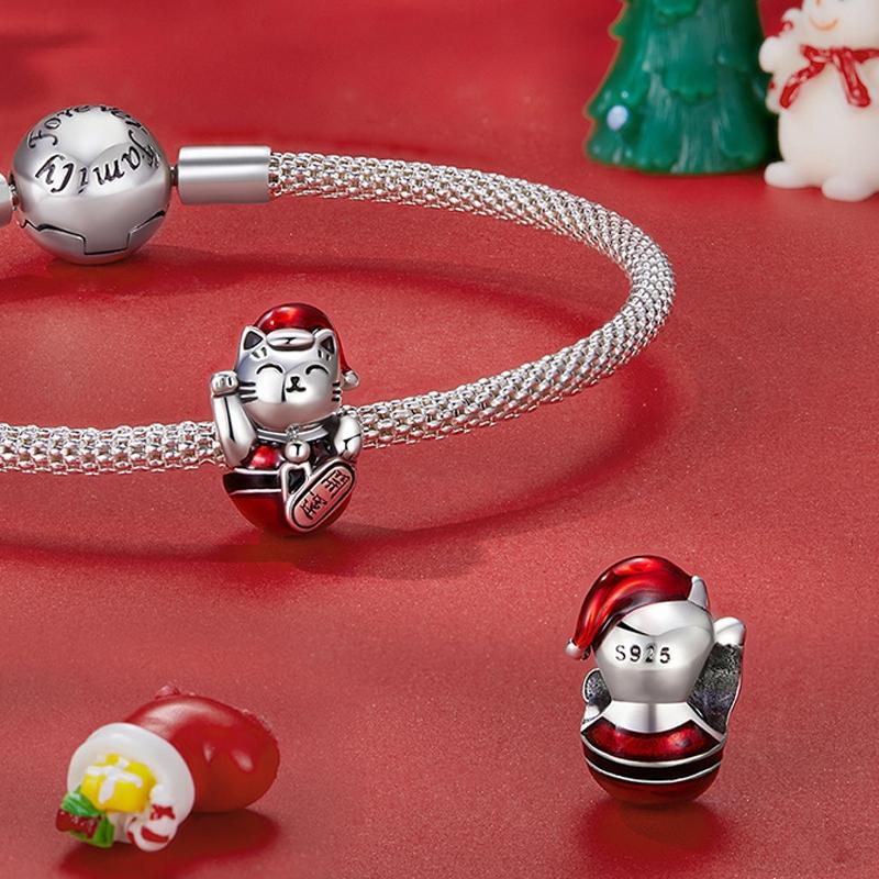 925 Sterling Silver Christmas Bead For Diy Accessories 4
