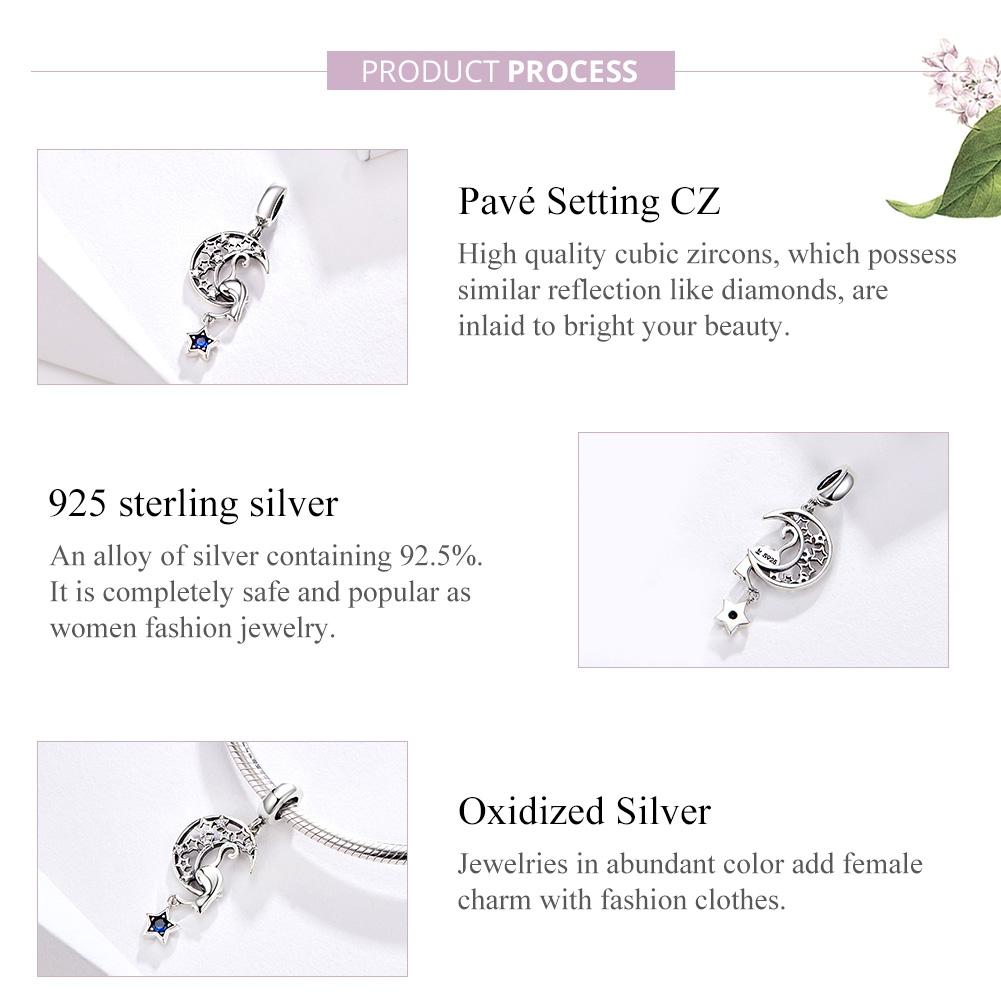 925 Sterling Silver Moon Cat Pendant For Bracelet Or Necklace 5