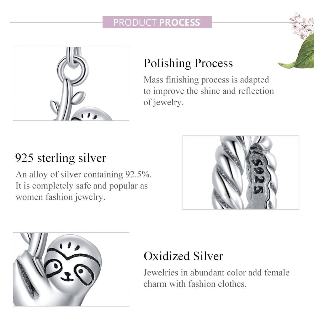925 Sterling Silver Sloth Pendant For Diy Bracelets & Necklaces 6
