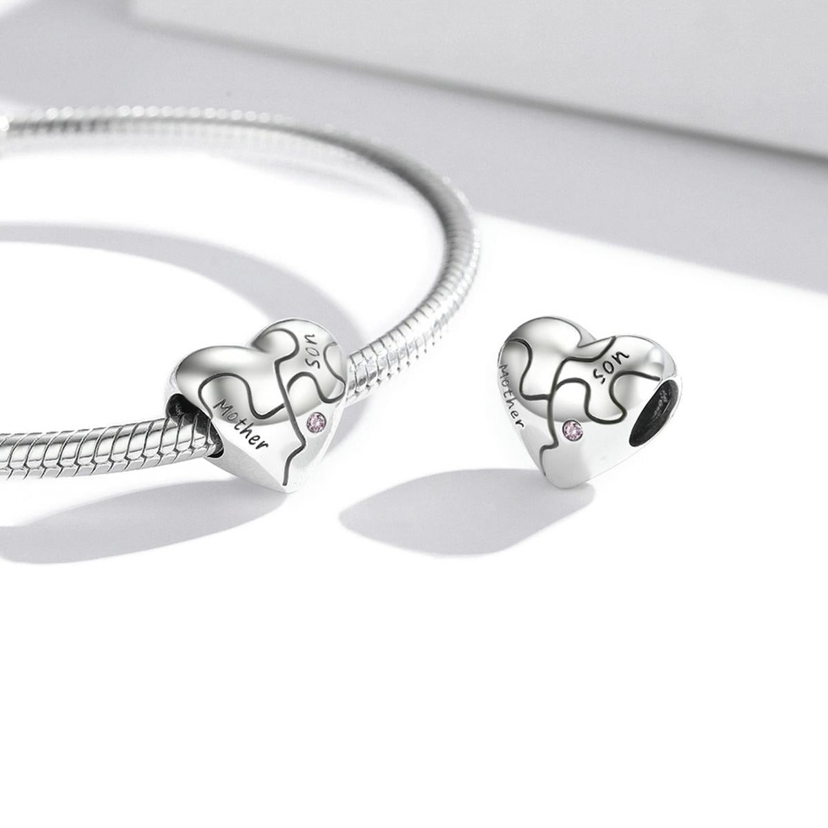 925 Sterling Silver Diy Heart Puzzle Beads For Bracelet / Necklace 6