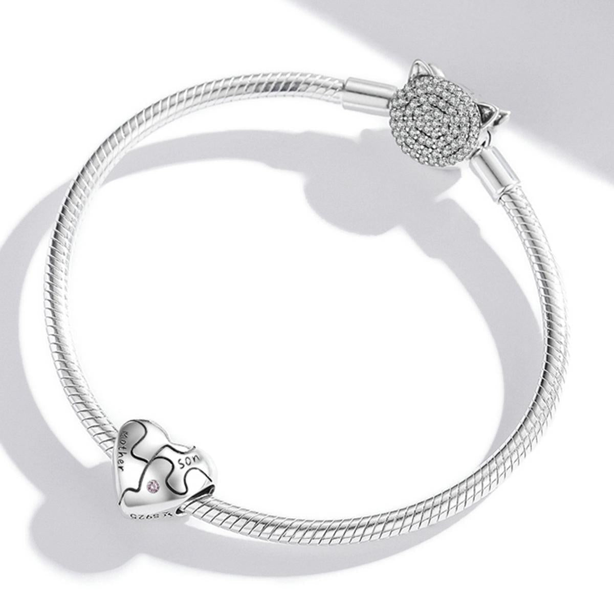 925 Sterling Silver Diy Heart Puzzle Beads For Bracelet / Necklace 7