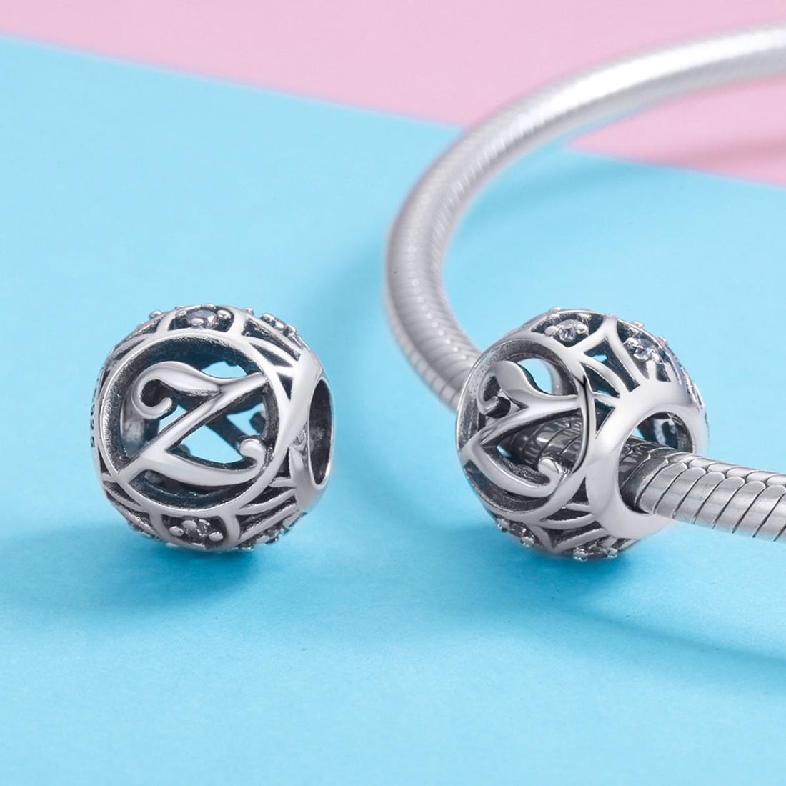 925 Sterling Silver 26 English Letter Beads For Diy Bracelets & Necklaces Style - Z 5