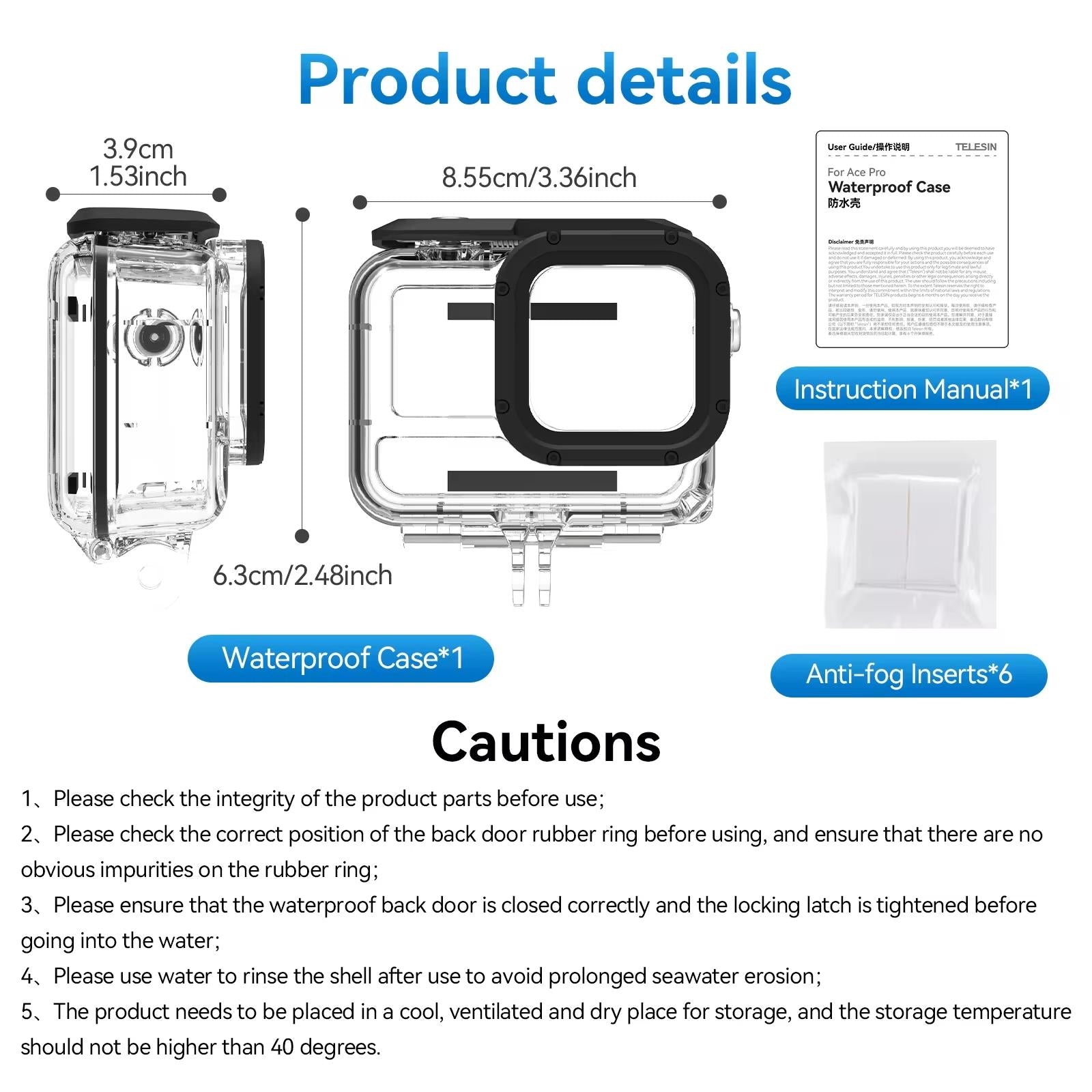 Waterproof Diving Housing for Insta360 Ace Pro Camera - 45m Depth 10