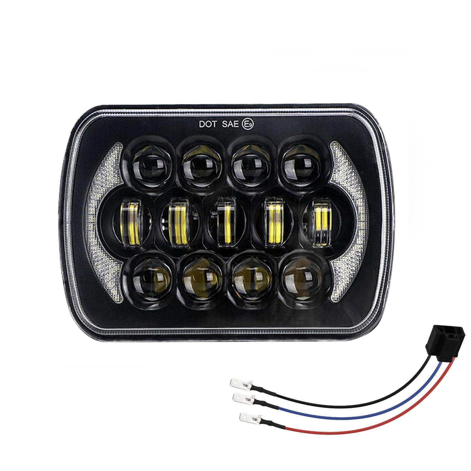 7 Inch 5X7 / 7X6 H4 Dc 9V - 30V 30000Lm 300W 8Leds Car Square Shape Led Headlight Lamps For Jeep Wrangler 3