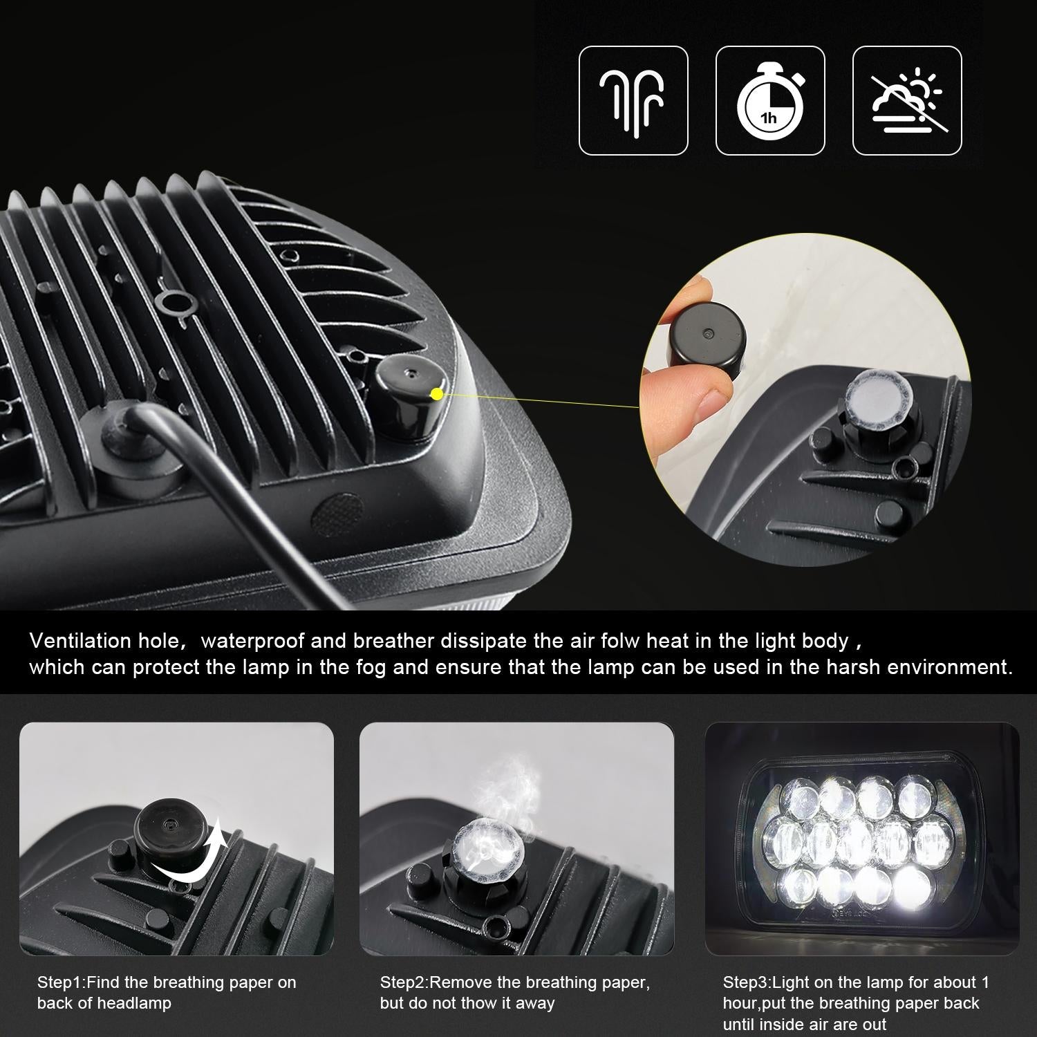 7 Inch 5X7 / 7X6 H4 Dc 9V - 30V 30000Lm 300W 8Leds Car Square Shape Led Headlight Lamps For Jeep Wrangler 5