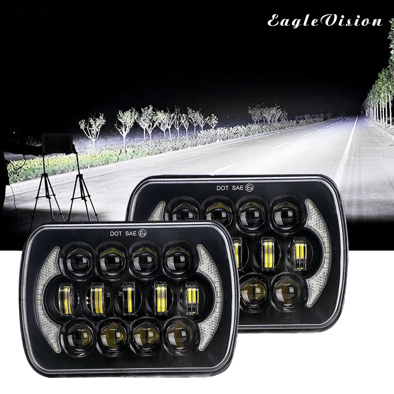 7 Inch 5X7 / 7X6 H4 Dc 9V - 30V 30000Lm 300W 8Leds Car Square Shape Led Headlight Lamps For Jeep Wrangler 12