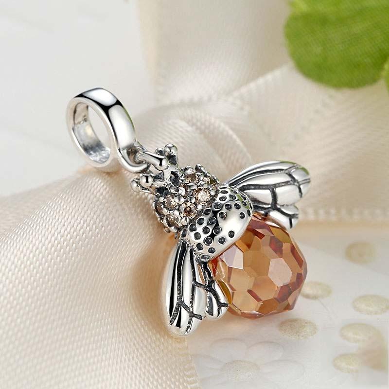 925 Sterling Silver Bee Crystal Pendant 3