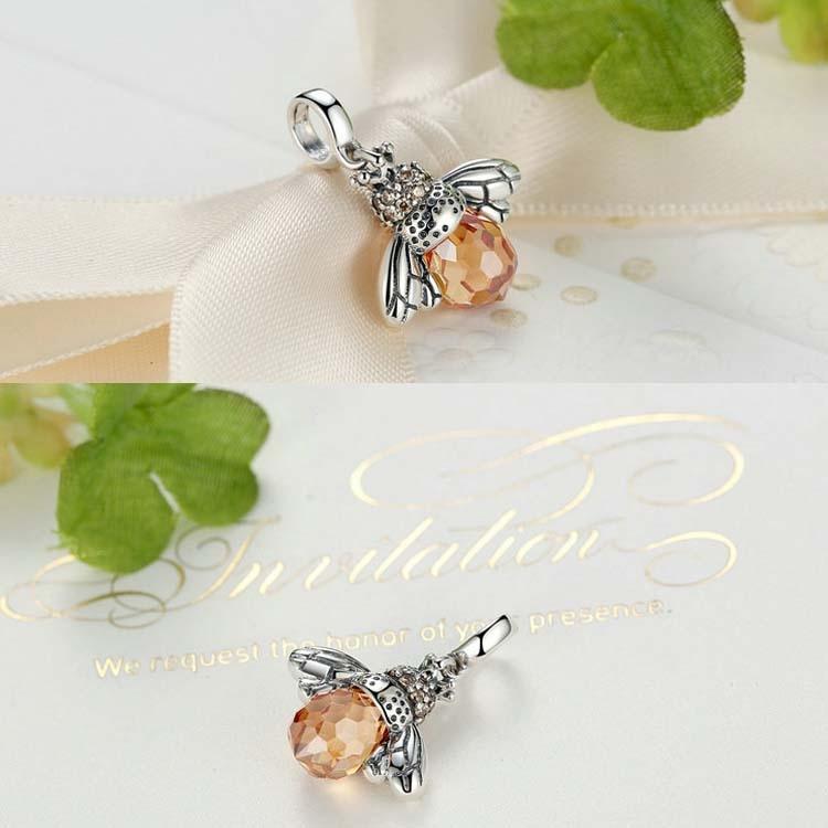 925 Sterling Silver Bee Crystal Pendant 5