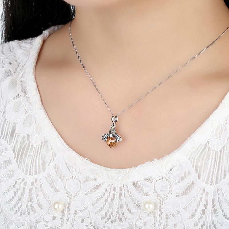 925 Sterling Silver Bee Crystal Pendant 6
