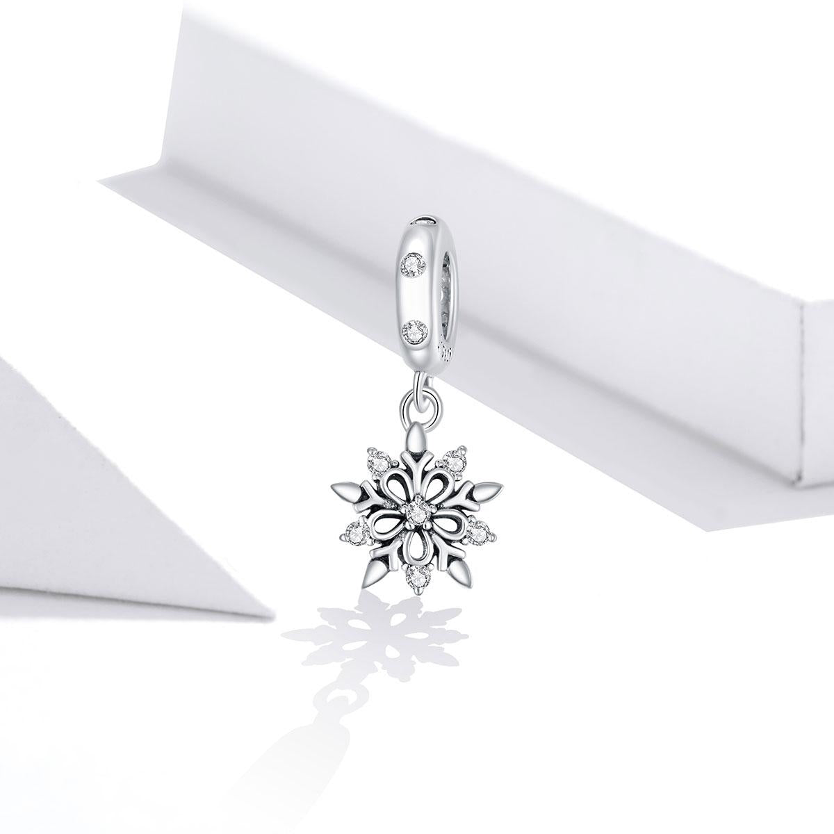 925 Sterling Silver Sparkling Snowflake Pendant For Diy Bracelets & Necklaces 3