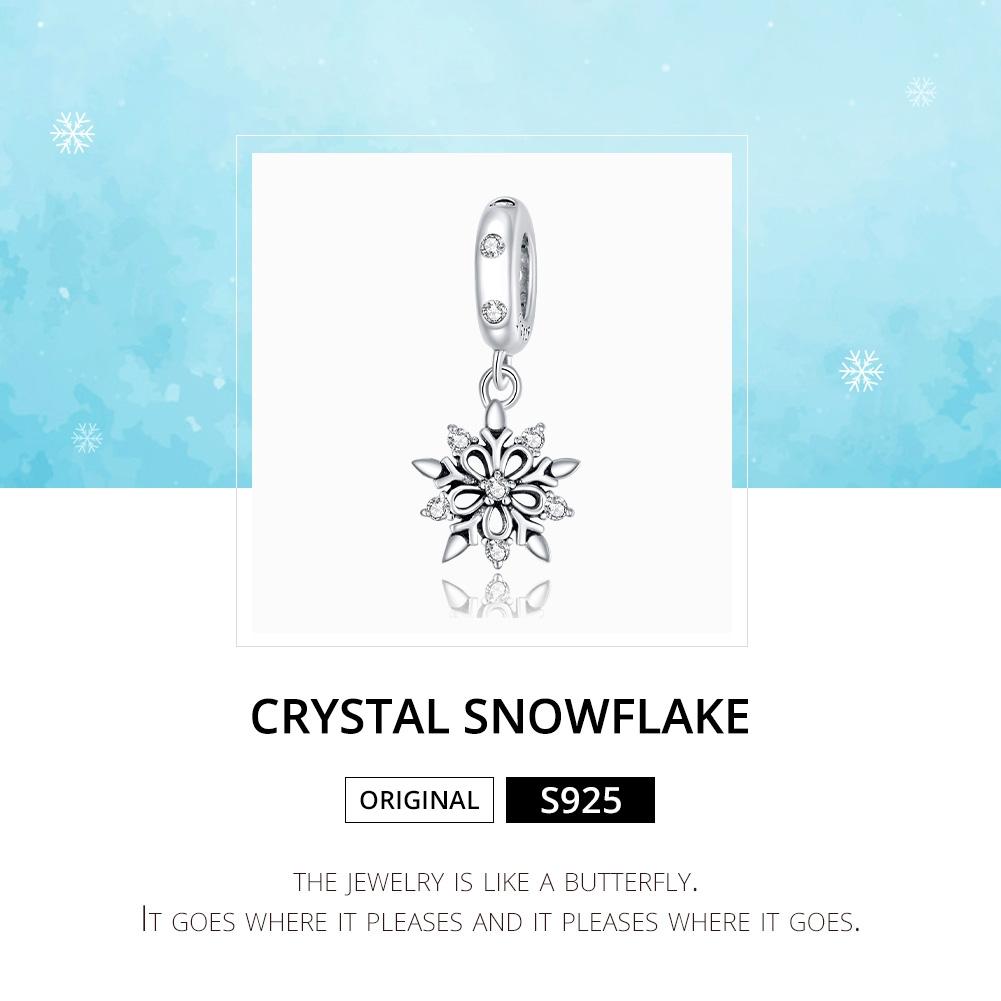 925 Sterling Silver Sparkling Snowflake Pendant For Diy Bracelets & Necklaces 4