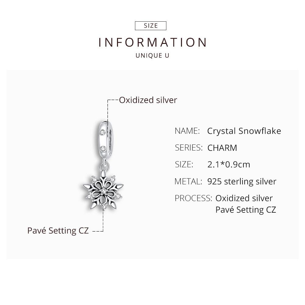 925 Sterling Silver Sparkling Snowflake Pendant For Diy Bracelets & Necklaces 5